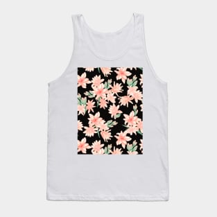 Pink Tuberose Flowers on Coffee Black Background Tank Top